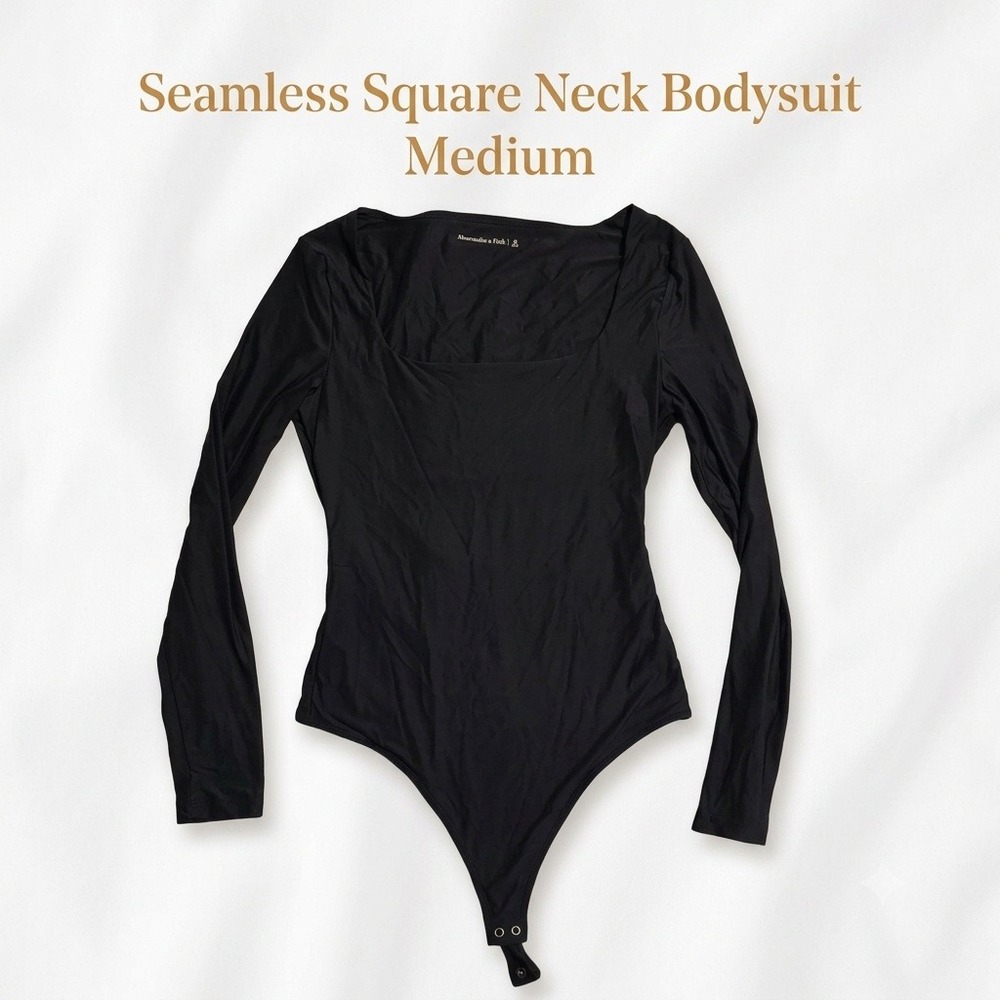 Abercrombie & Fitch Bodysuit - Seamless Square Neck Medium Black